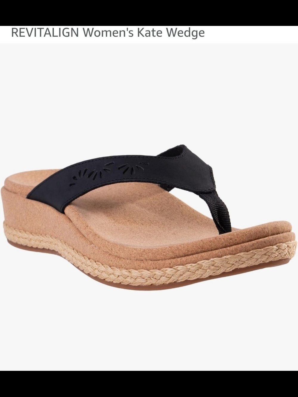 REVITALIGN Women's Kate Wedge Sandal - Black and Tan Espadrille